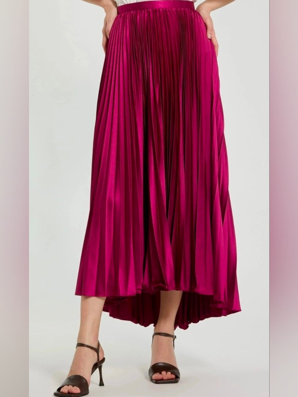Mac Duggal NWT Fuschia Pink Pleated Midi Evening Skirt Size M #R26760
